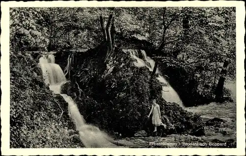 Ak Brodenbach an der Mosel, Boppard, Erbachklamm, Wasserfall