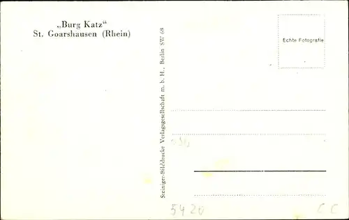 Ak Sankt Goarshausen am Rhein, Burg Katz