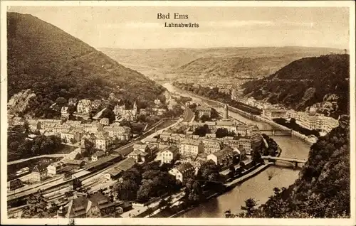 Ak Bad Ems an der Lahn, Lahnabwärts, Brücke