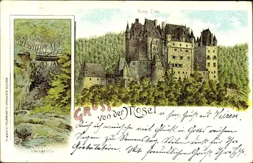 Litho Wierschem an der Mosel, Burg Eltz, Grotte