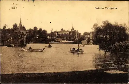 Ak Köln am Rhein, Volksgarten, Boot, Teich