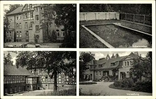 Ak Tiefenbrunn Rosdorf Niedersachsen, Landes-Sanatorium Rasemühle, Villa, Verwaltung, Schwimmbad