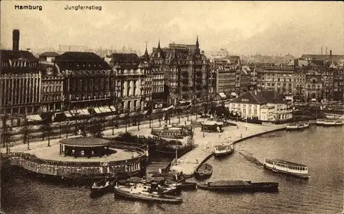 Ak Hamburg, Jungfernstieg, Dampfer, Alsterpavillon