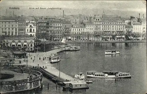 Ak Hamburg Mitte Neustadt, Neuer Jungfernstieg, Boote