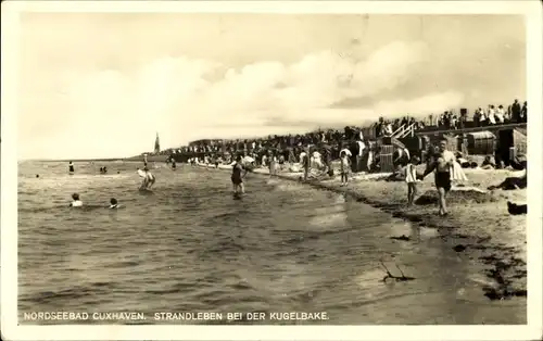 Ak Nordseebad Cuxhaven, Strandleben bei der Kugelbake