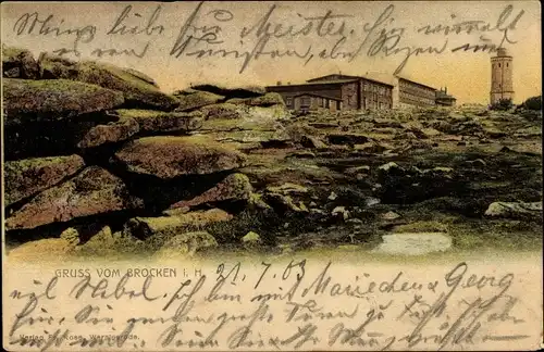 Ak Brocken Nationalpark Harz, Brockenhaus, Brockenturm