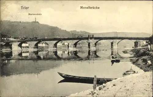 Ak Trier an der Mosel, Moselbrücke, Mariensäule