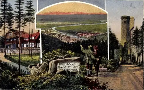 Ak Heidelberg am Neckar, Königstuhl, Aussichtsturm, Restauration