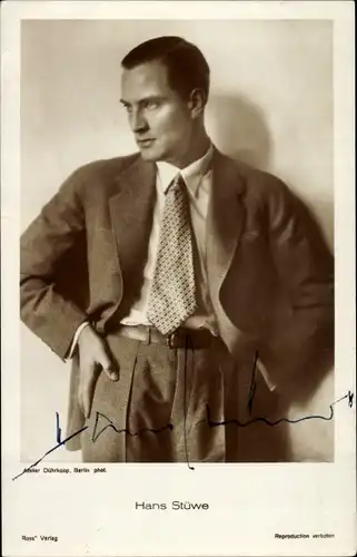 Ak Schauspieler und Opernregisseur Hans Stüwe, Portrait, Autogramm