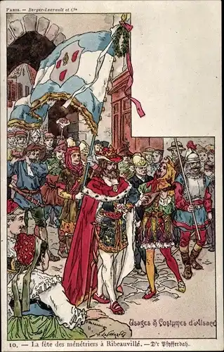 Künstler Litho Kauffmann, Usages et Costumes d'Alsace, La fete des ménétriers à Ribeauvillé