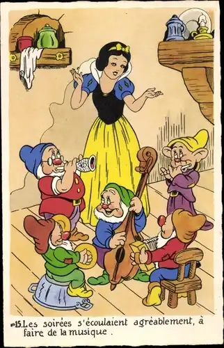 Ak Walt Disney, Schneewittchen, Zwerge