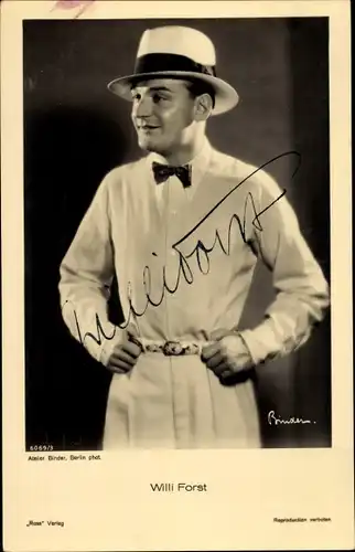 Ak Schauspieler Willi Forst, Portrait, Ross Verlag 6069 3, Autogramm