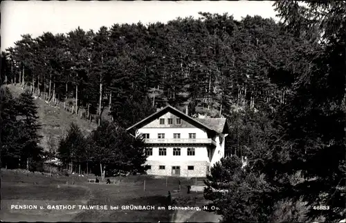 Ak Grünbach am Schneeberg Niederösterreich, Pension und Gasthof Talwiese