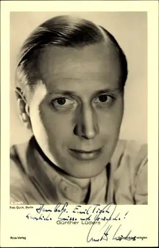 Ak Schauspieler Günther Lüders, Portrait, Autogramm