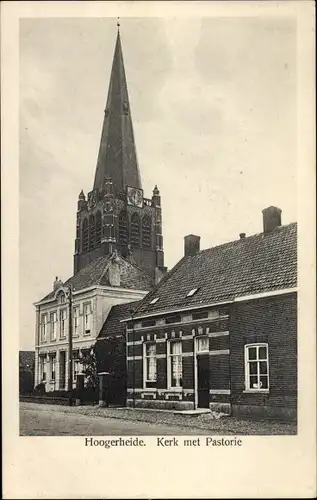 Ak Hoogerheide Nordbrabant, Kerk met Pastorie