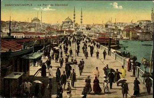 Ak Konstantinopel Istanbul Türkei, Stamboul Brücke, Moschee