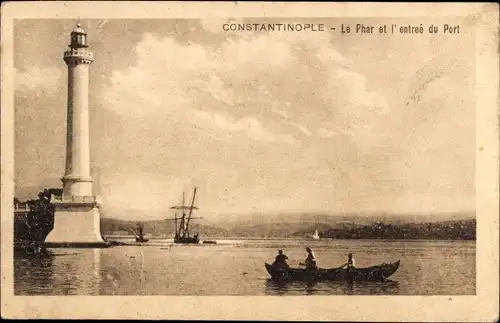 Ak Konstantinopel Istanbul Türkiye, Leuchtturm, Hafeneinfahrt