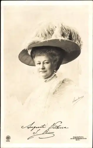 Ak Kaiserin Auguste Viktoria, Portrait, Hut, NPG 4094