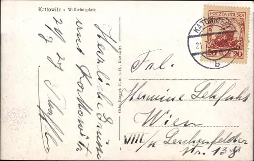 Ak Katowice Kattowitz Oberschlesien, Wilhelmsplatz