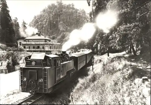 Ak Schmalspurbahn Zittau - Oybin/Jonsdorf, Dampflokomotive, Berg Oybin