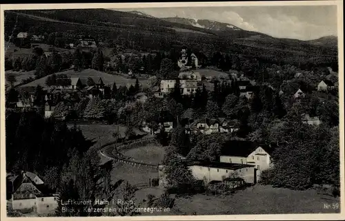 Ak Przesieka Hain Podgórzyn Giersdorf Riesengebirge Schlesien, Blick vom Katzenstein, Schneegruben