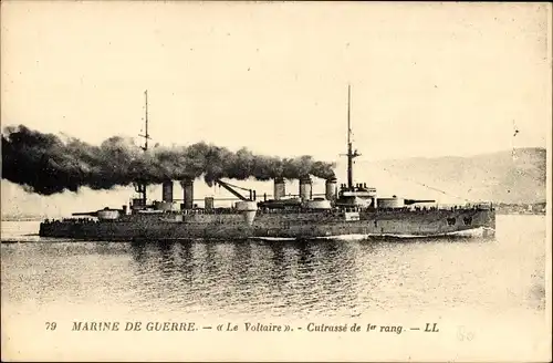 Ak Marine de Guerre, Le Voltaire, Cuirassé de 1er rang, Franz. Kriegsschiff