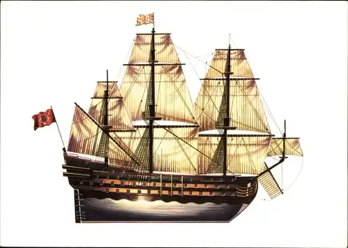 Ak Französisches Kriegsschiff Louis XV von 1692, Linienschiff, Segelschiff
