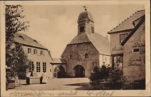 Ak Leipzig in Sachsen, Baufachausstellung 1913, Dorfkirche und Schule, Forsthaus