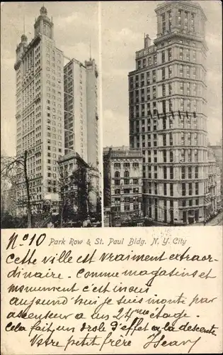 Ak Manhattan New York City USA, Park Row Building, St. Paul Building