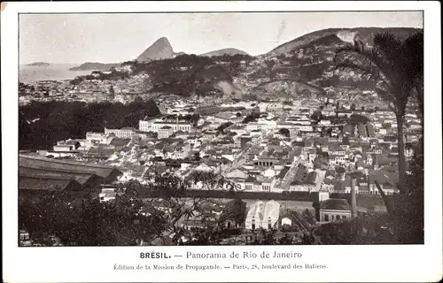 Ak Rio de Janeiro Brasilien, Panorama der Ortschaft, Zuckerhut