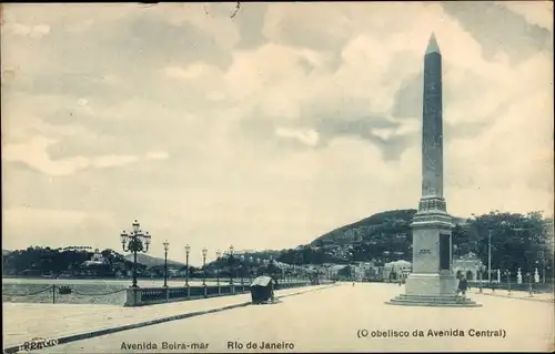 Ak Rio de Janeiro Brasilien, Avenida Beira mar, Obelisk