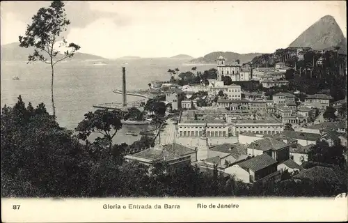 Ak Rio de Janeiro Brasilien, Gloria e Entrada da Barra, Küstenpartie