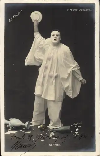 Ak Harlekin, Schauspieler, Zerbrochene Teller und Vasen