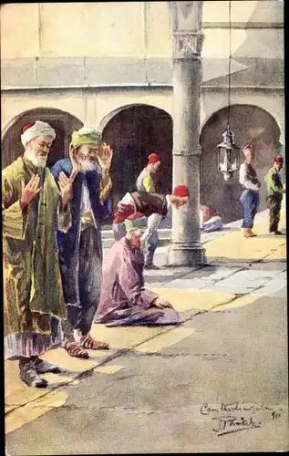 Künstler Ak Konstantinopel Istanbul Türkei, Musulmans en priere