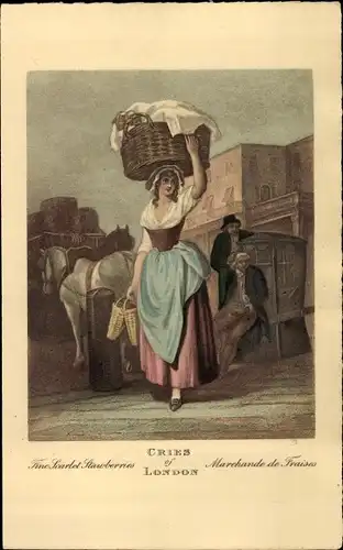 Künstler Ak London, Stadttypen, Verkäuferin von Erdbeeren
