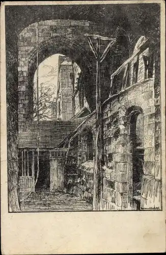 Künstler Ak Rethel Ardennes, Im Turm der Kirche