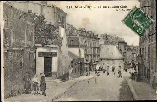 Ak Paris Buttes Montmartre, La rue du Mont Cenis