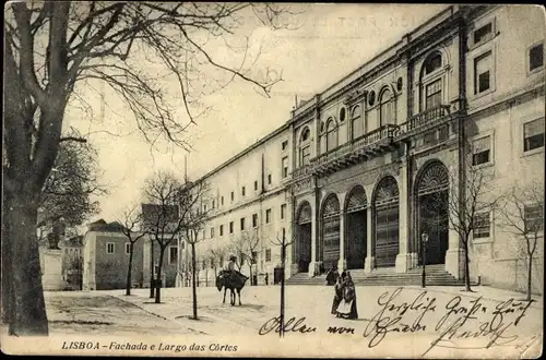 Ak Lisboa Lissabon Portugal, Fachada e Largo das Cortes