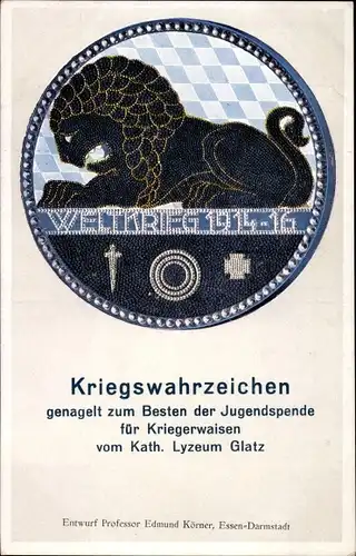 Ak Kłodzko Glatz Schlesien, Kriegswahrzeichen genagelt vom Kath. Lyzeum