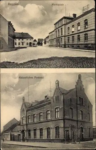 Ak Rzepin Reppen Ostbrandenburg, Marktplatz, Postamt