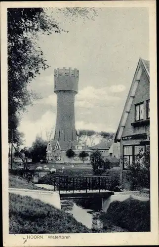 Ak Hoorn Nordholland Niederlande, Blick zum Wasserturm, Brücke