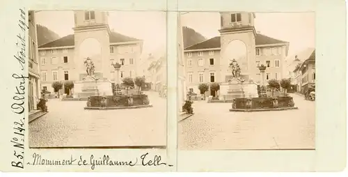 Stereo Foto Altdorf Kt. Uri Schweiz, Wilhelm Tell Denkmal