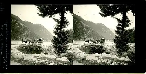 Stereo Foto Spanien, Postkutsche, Landschaft