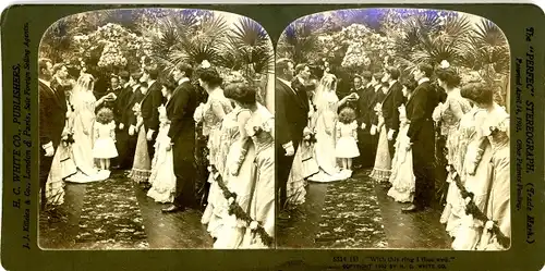 Stereo Foto Szene einer Hochzeit, Anstecken des Eherings, Trauung