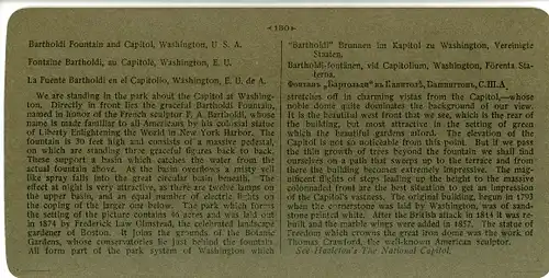 Stereo Foto Washington DC USA, Bartholdi Brunnen, Kapitol