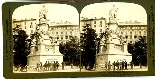 Stereo Foto Genova Genua Ligurien, Kolumbus Denkmal