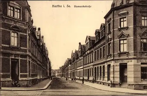 Ak Hartha in Sachsen, Bismarckstraße, Bäckerei Max Beegen