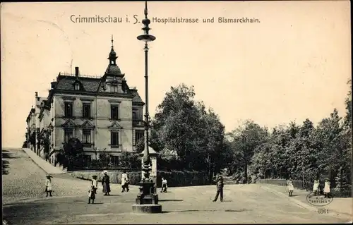 Ak Crimmitschau in Sachsen, Hospitalstraße, Bismarckhain
