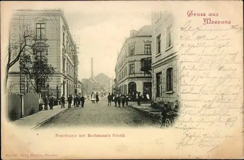 Ak Meerane in Sachsen, Poststraße, Bochmanns Fabrik