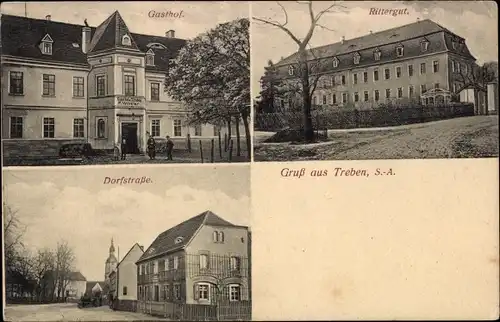 Ak Treben in Thüringen, Gasthof, Rittergut, Dorfstraße
